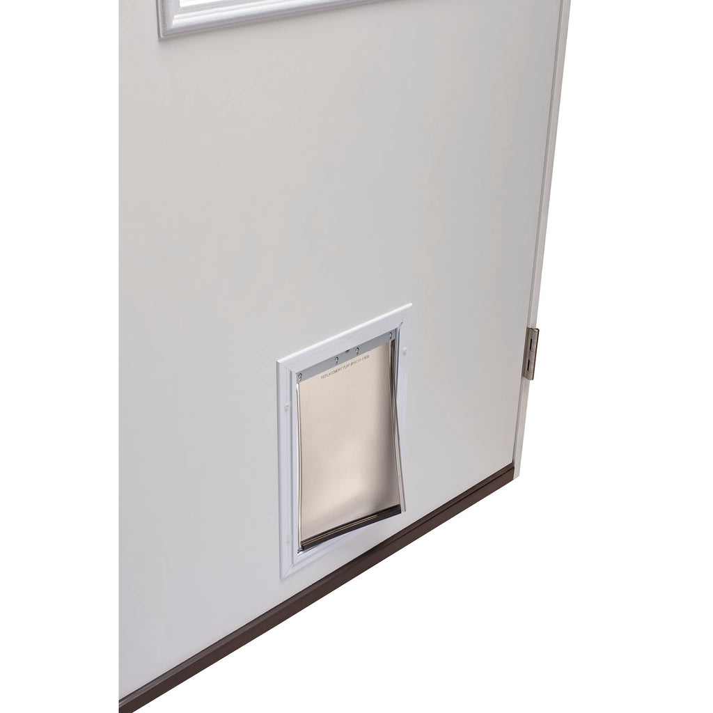Steel Primed Left Hand In-Swing Prehung Front Door with Pet Door Clear Glass 36" x 80" H533657
