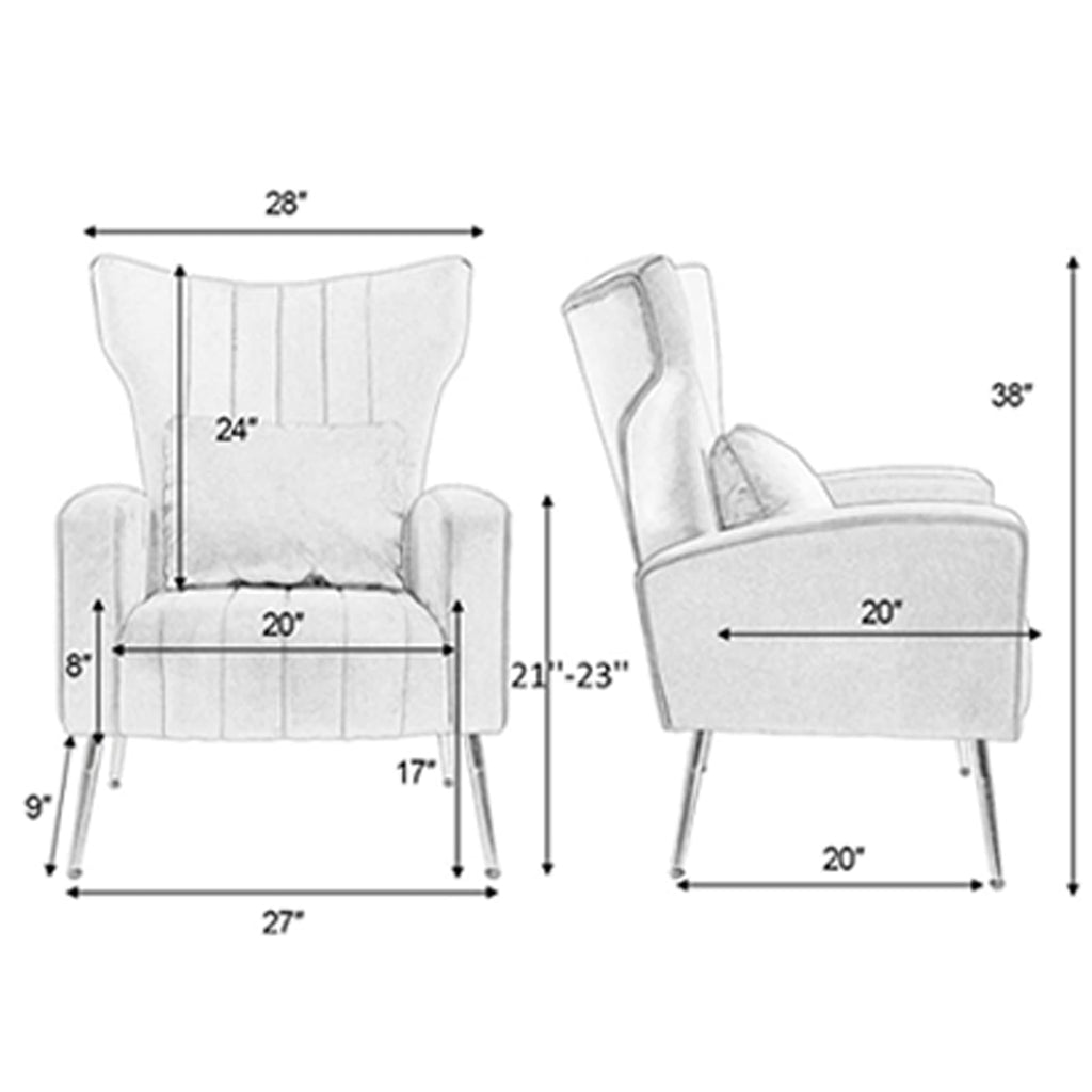 Green Velvet Accent Chairs Set of 2 with Lumbar Pillow N631077