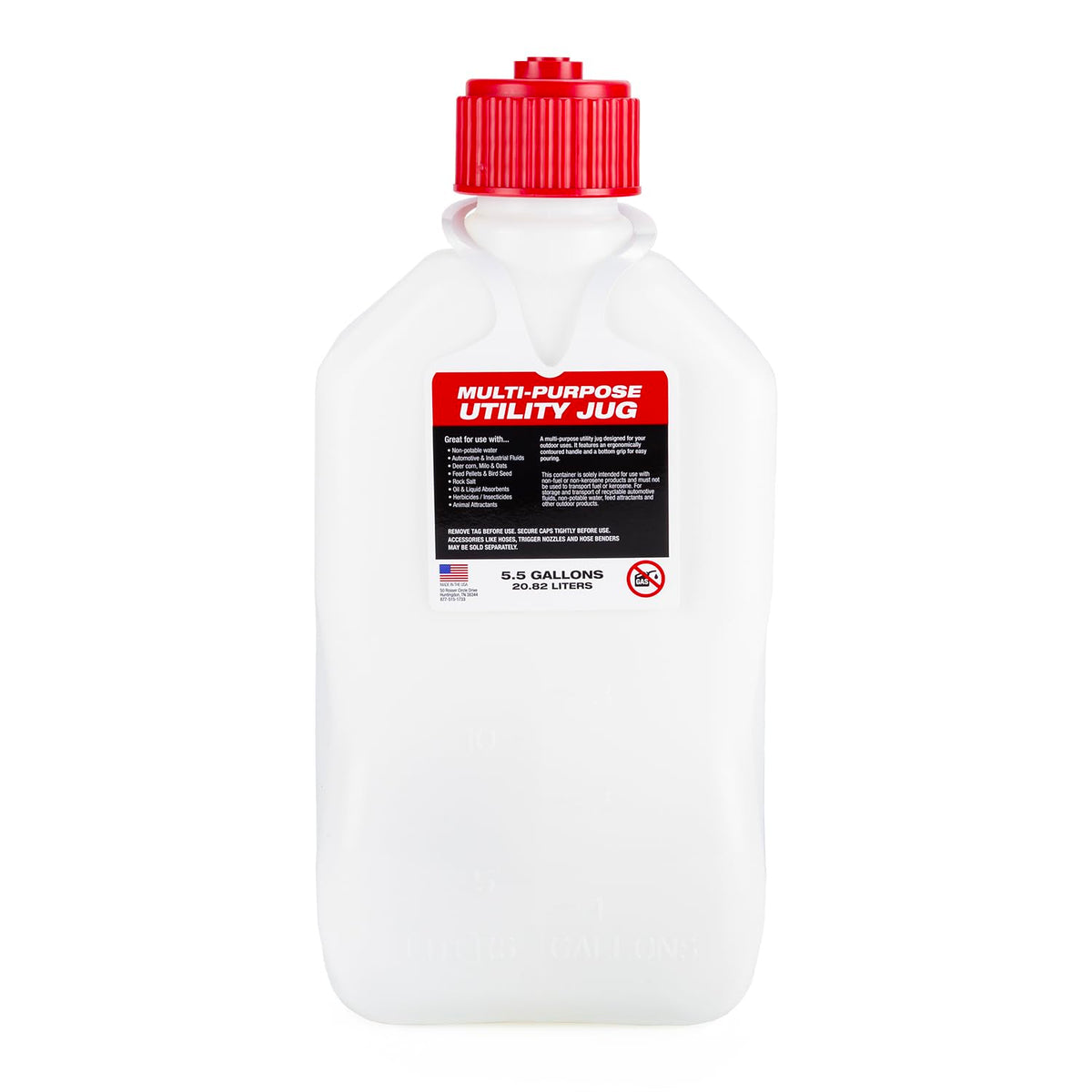 5.5 Gal. Square Motorsport Jug with Filler Hose X86252