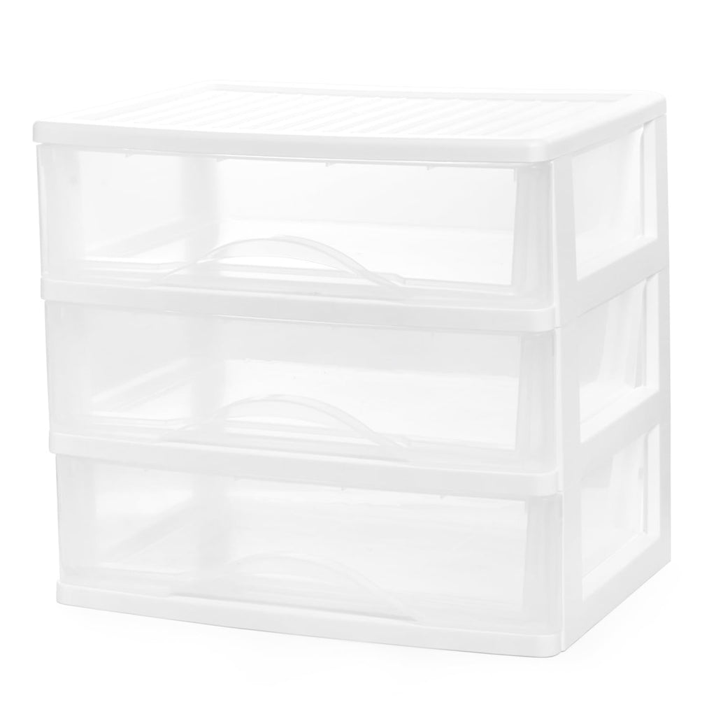 White 3 Drawer Plastic Stackable Storage Organizer F18057