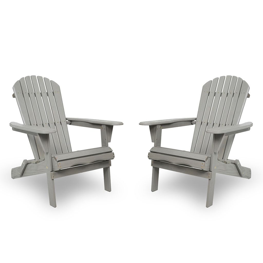 Folding Adirondack Chair Set of 2 HDPE All-Weather Outdoor Chair with Cup Holder Z757