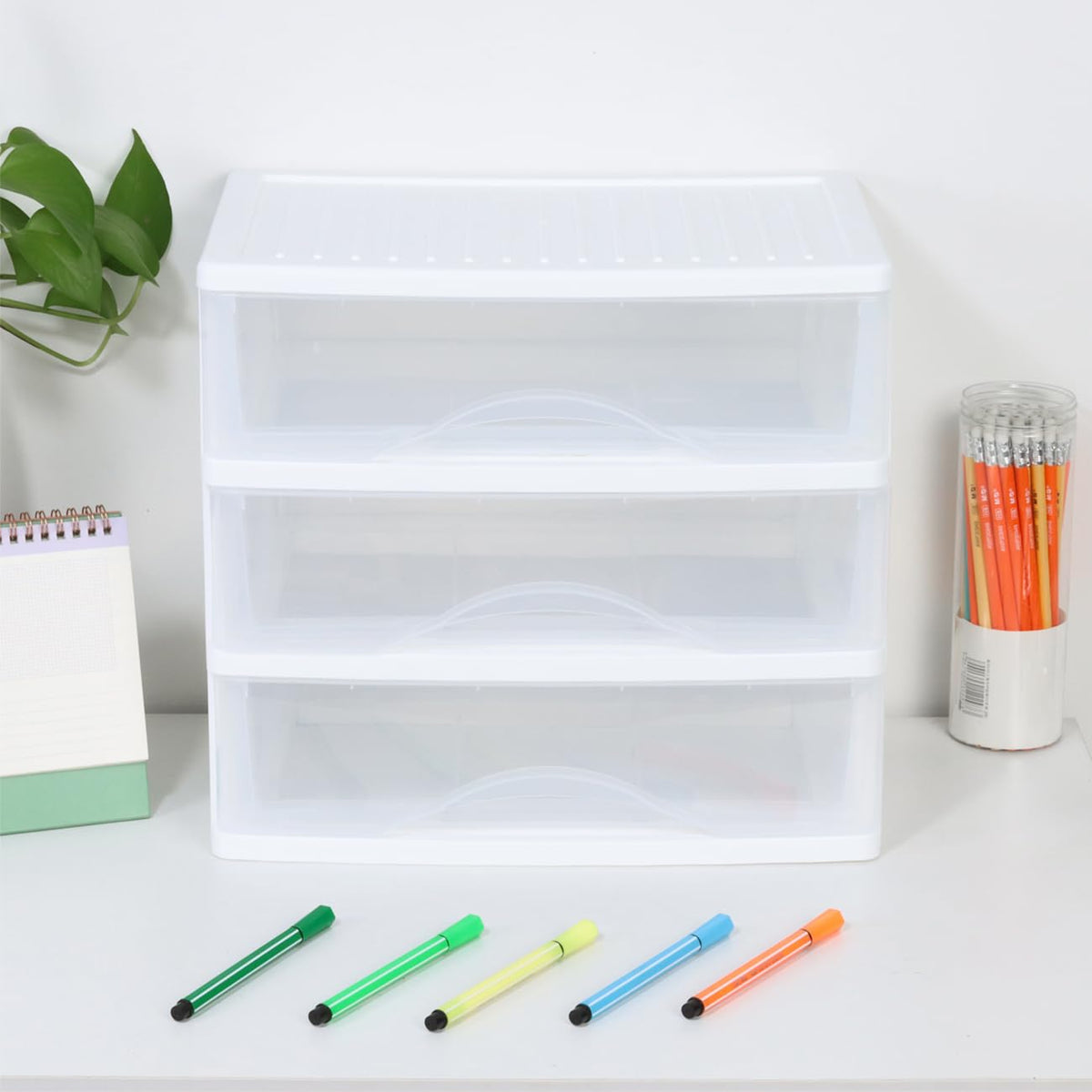 White 3 Drawer Plastic Stackable Storage Organizer F18057