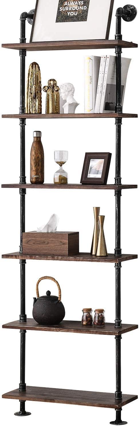 Industrial Pipe Rustic Wood Bookshelf R588
