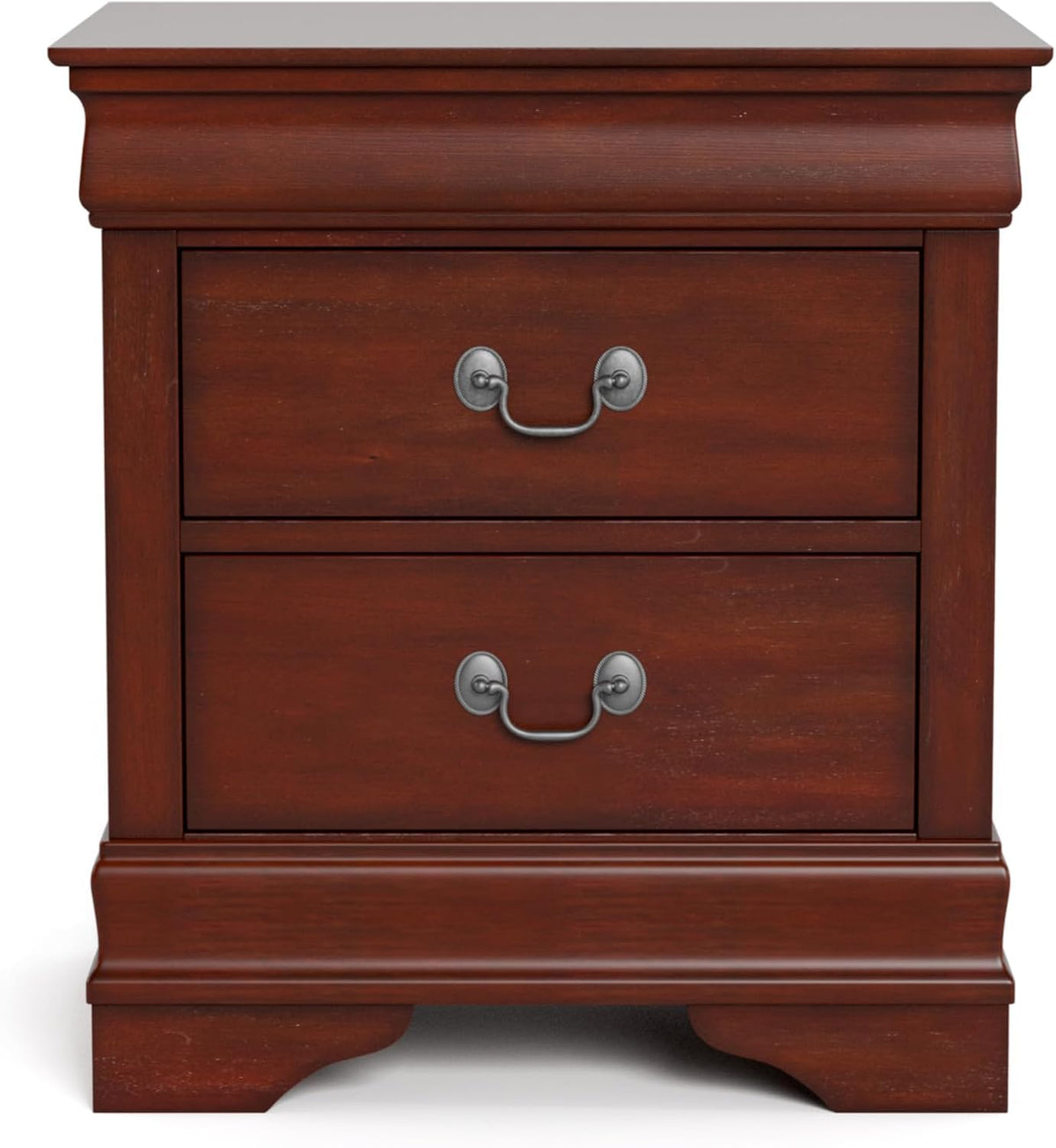 Dark Cherry 2 Drawer Solid Wood Nightstand U197296