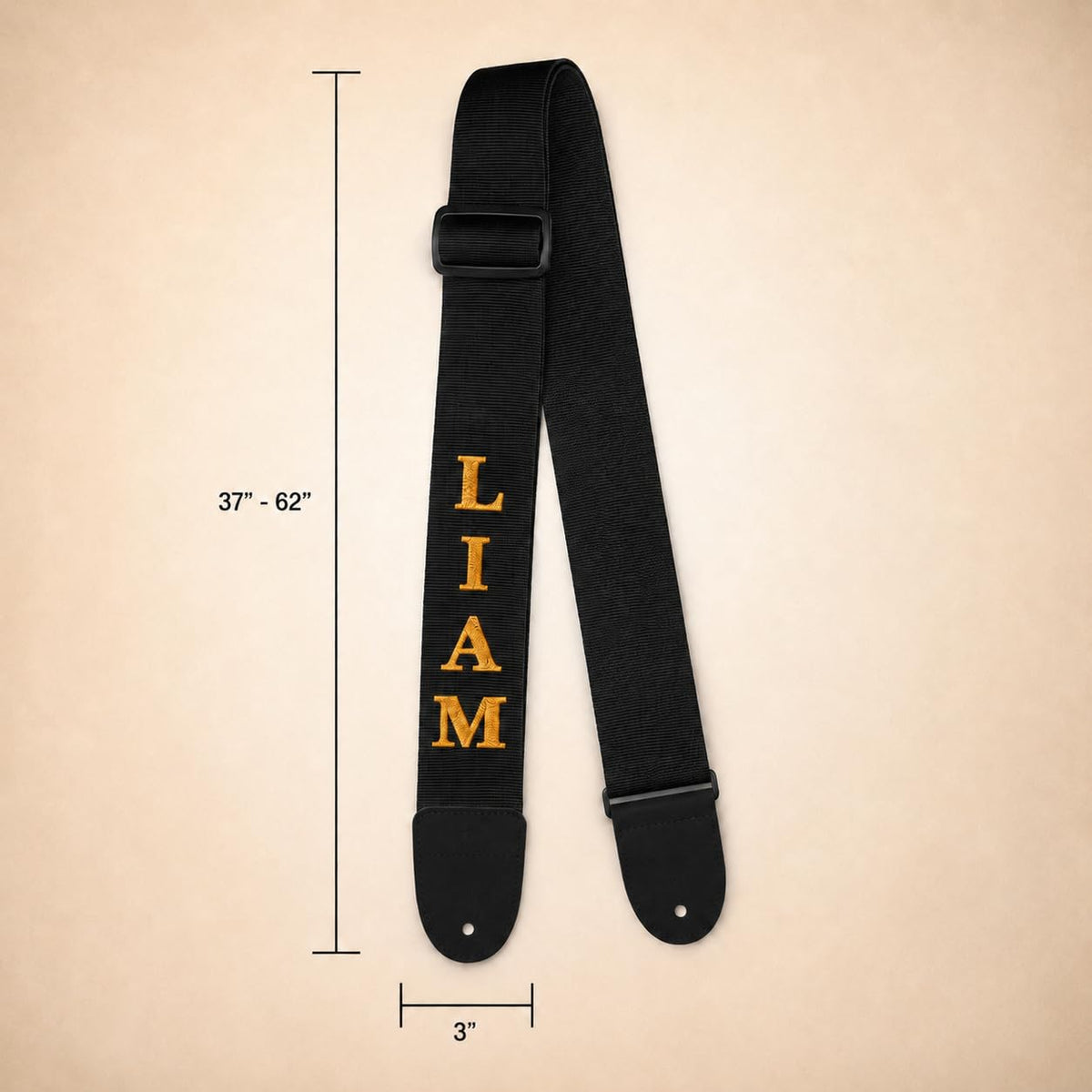 Black 3" Embroidered Guitar Strap O480537