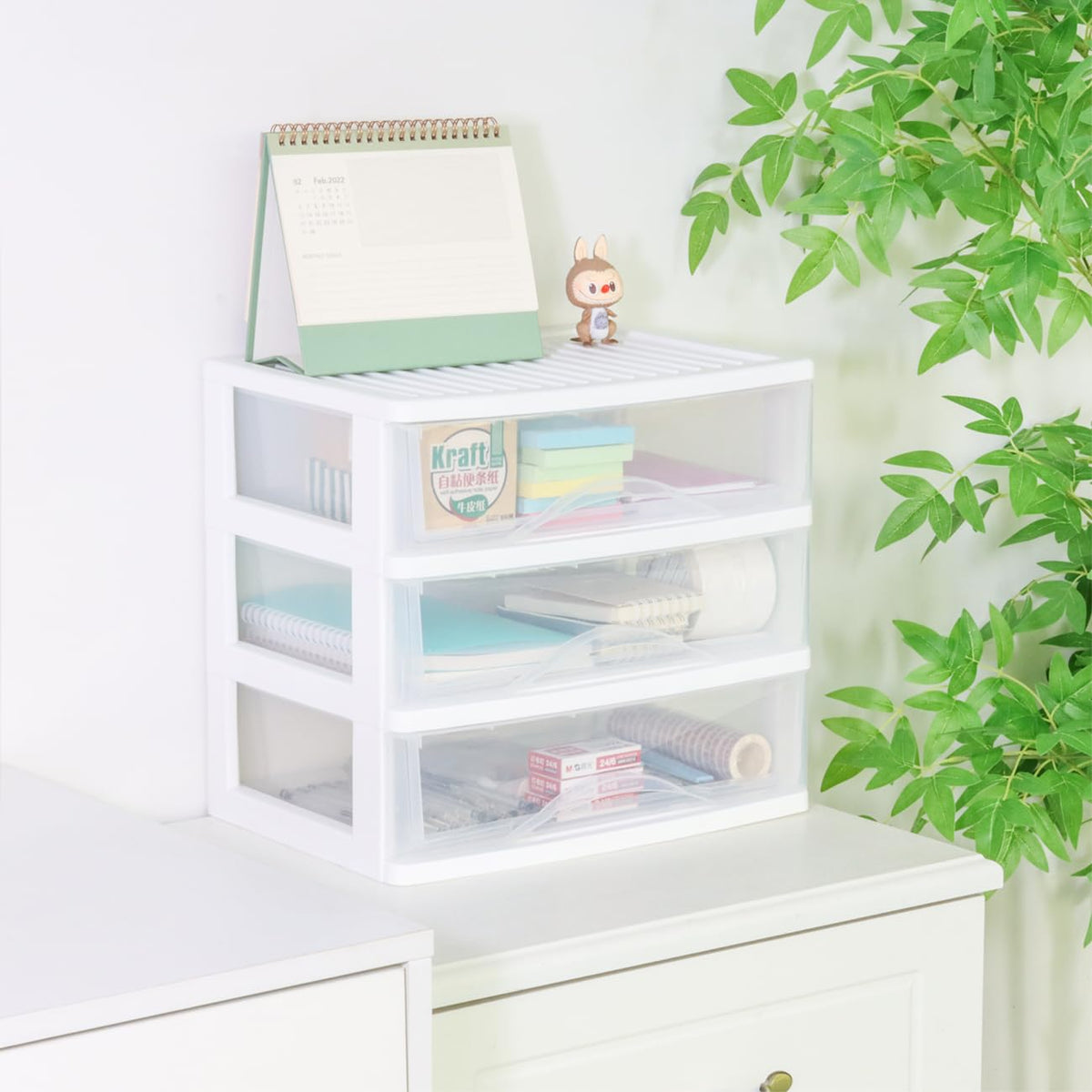 White 3 Drawer Plastic Stackable Storage Organizer F18057