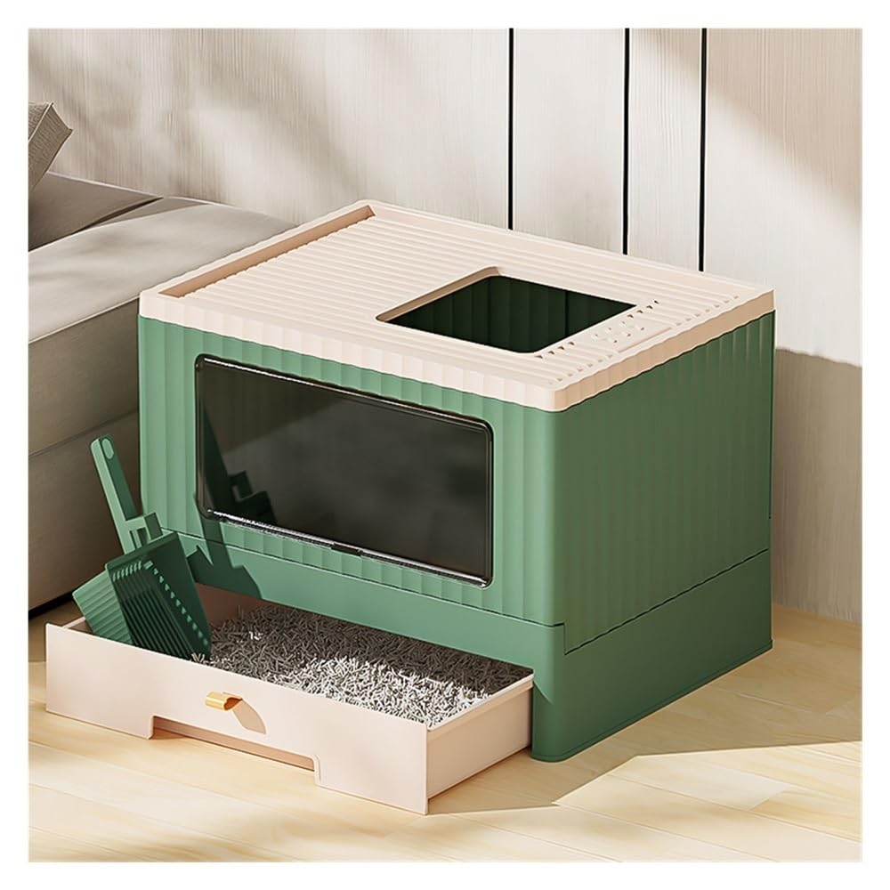 Foldable Cat Litter Box with Lid & Scoop T6274