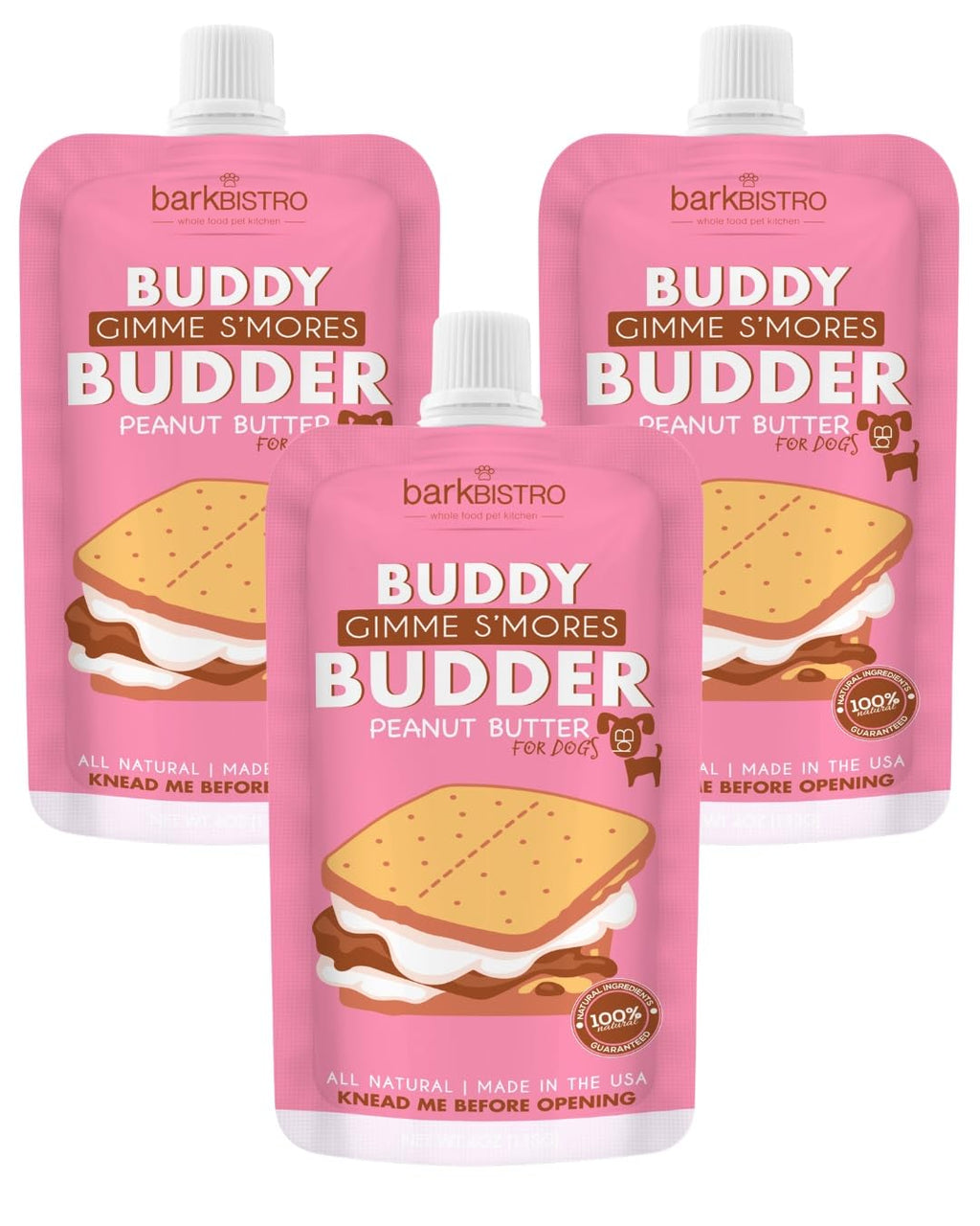 Peanut Butter Dog Treats 3-Pack 4oz Squeeze Packs H9036