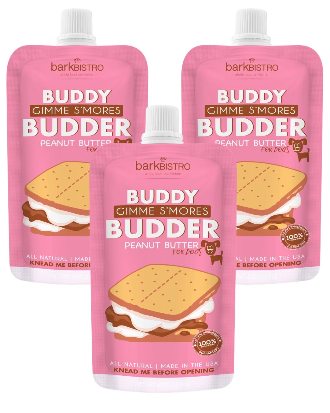 Peanut Butter Dog Treats 3-Pack 4oz Squeeze Packs H9036