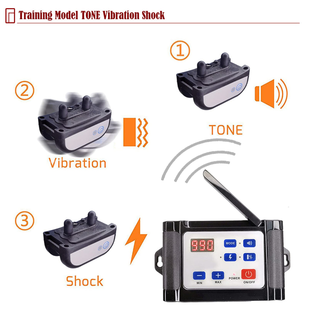 Wireless Dog Fence Training Collar with Remote, Waterproof, 2 Dogs F138