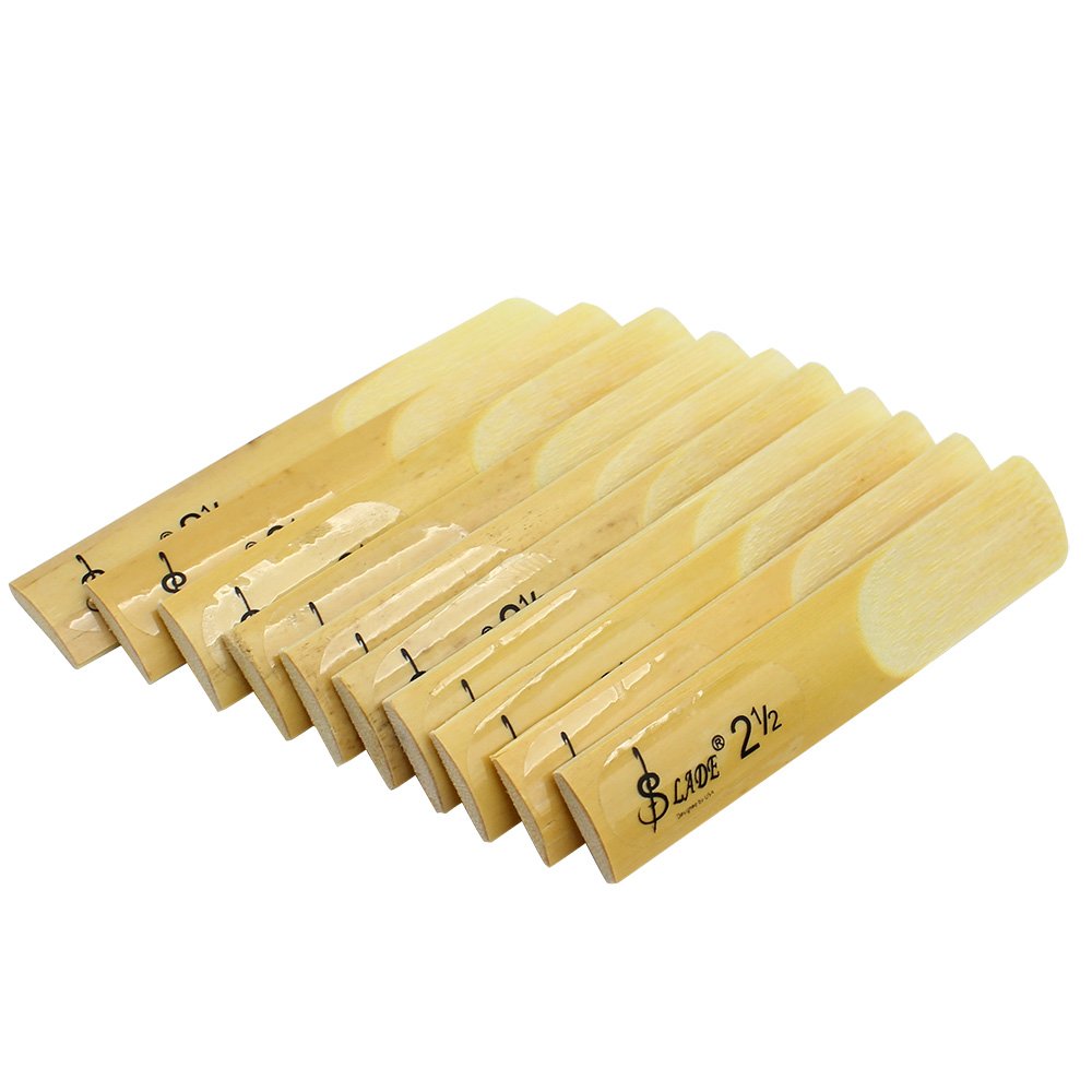 10 Pack Eb Alto Saxophone Reeds 2.5 Strength Bamboo Woodwind Reeds with Storage Case M95610