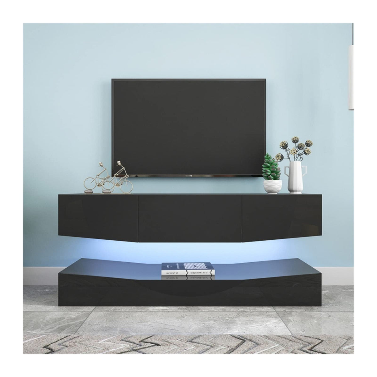Black Floating TV Stand with 3 Drawers X131622
