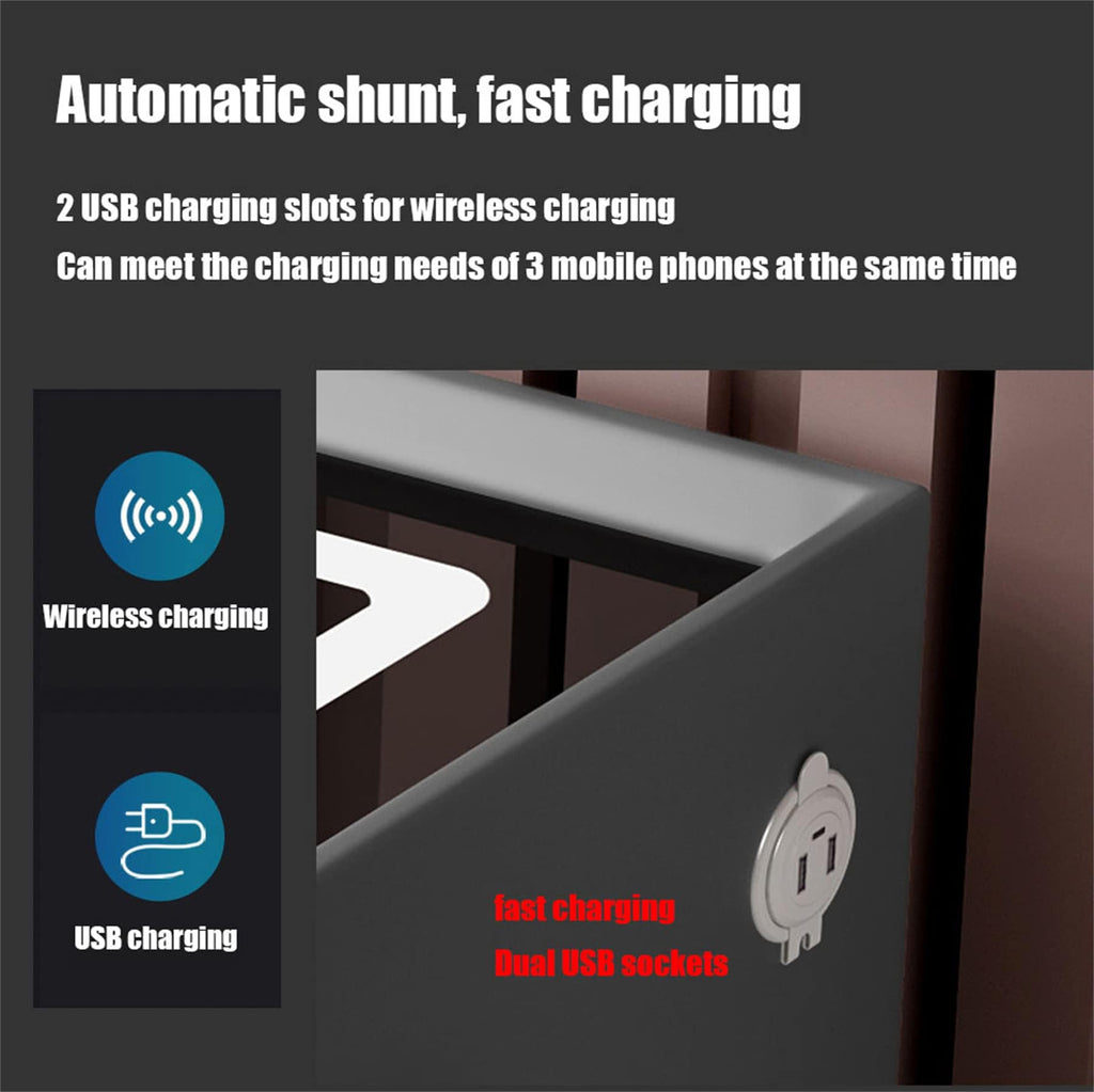 Pink 3 Drawer LED Nightstand with Wireless Charging F811133