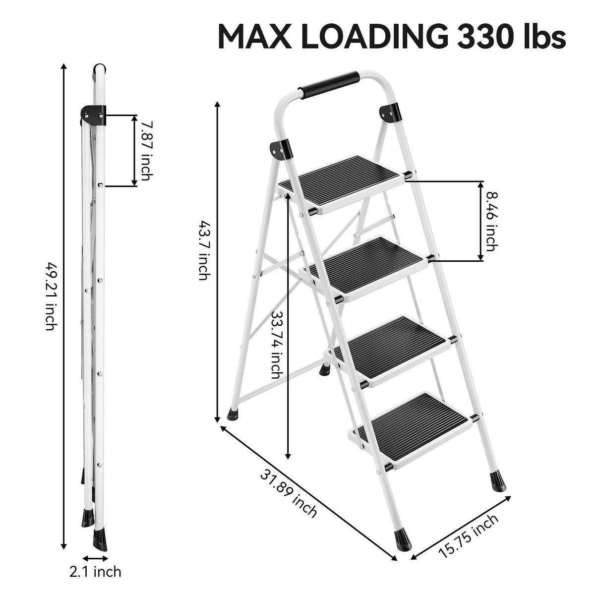4 Step Folding Step Stool with Anti-Slip Wide Pedal F662