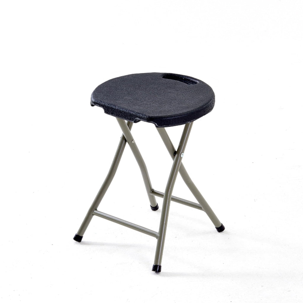 18 Inch Portable Folding Stool with Handle, Round Plastic 500lbs Capacity Black P540
