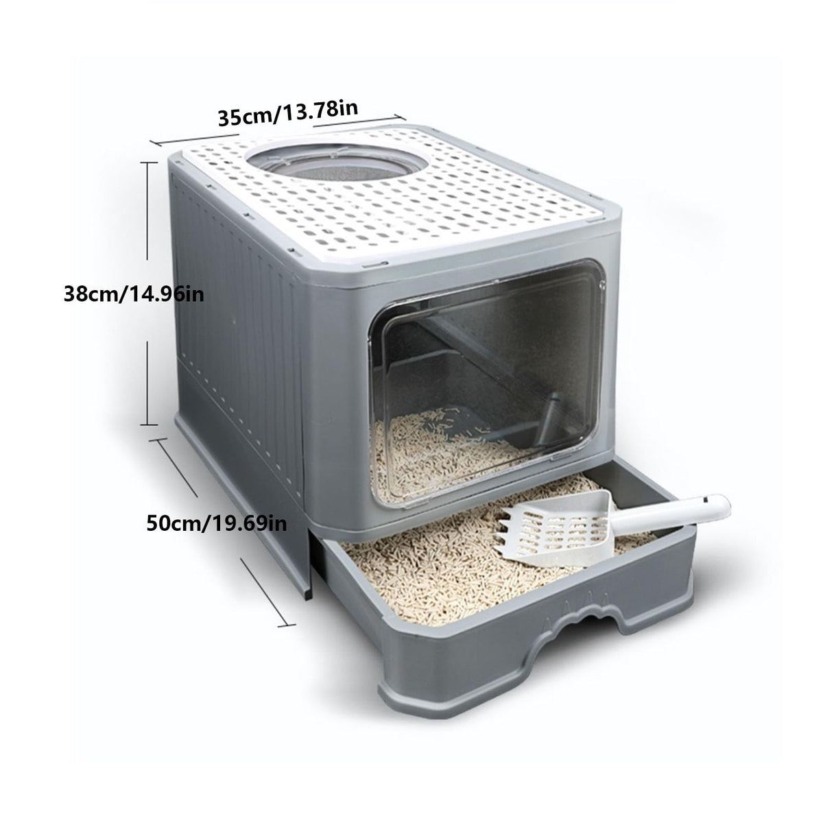Foldable Enclosed Cat Litter Box with Lid E6985