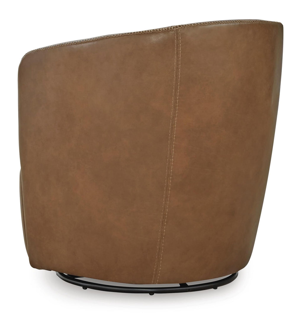 Top Grain Leather Swivel Barrel Chair N9805