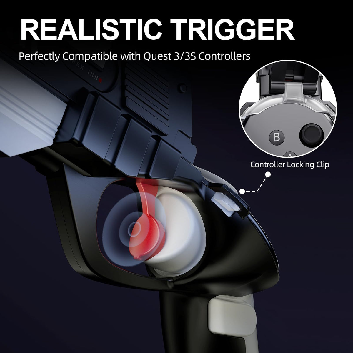 Controller Accessories Haptic Gun Stock Cover Compatible with Meta Quest 3S and Meta Quest 3 B295