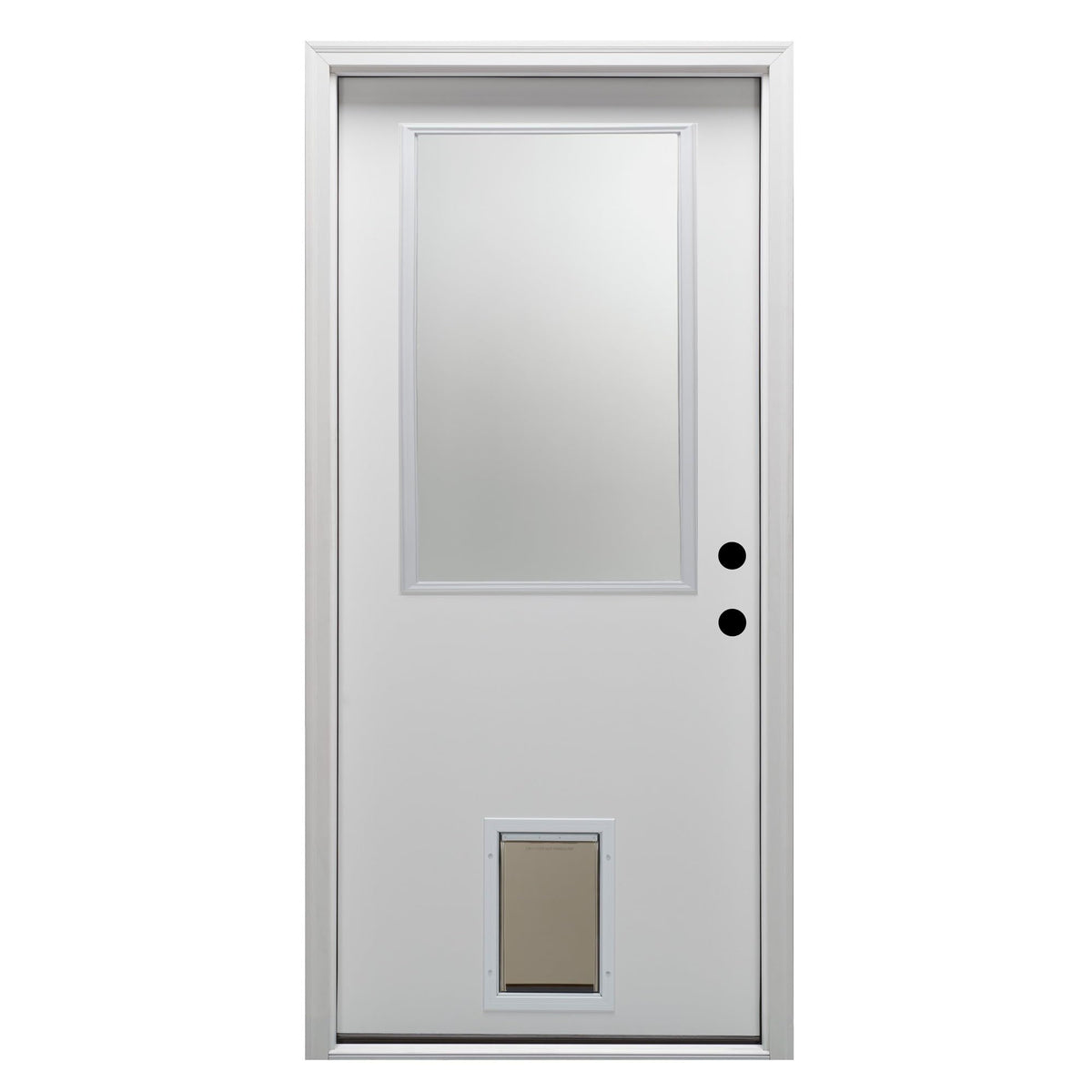 Steel Primed Left Hand In-Swing Prehung Front Door with Pet Door Clear Glass 36" x 80" H533657