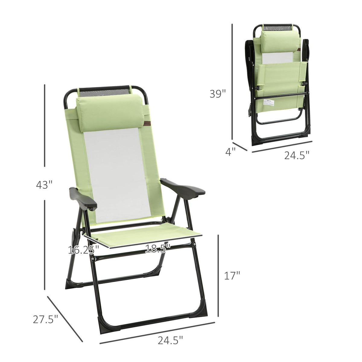 Folding Patio Dining Chairs Set of 2 Green P330343