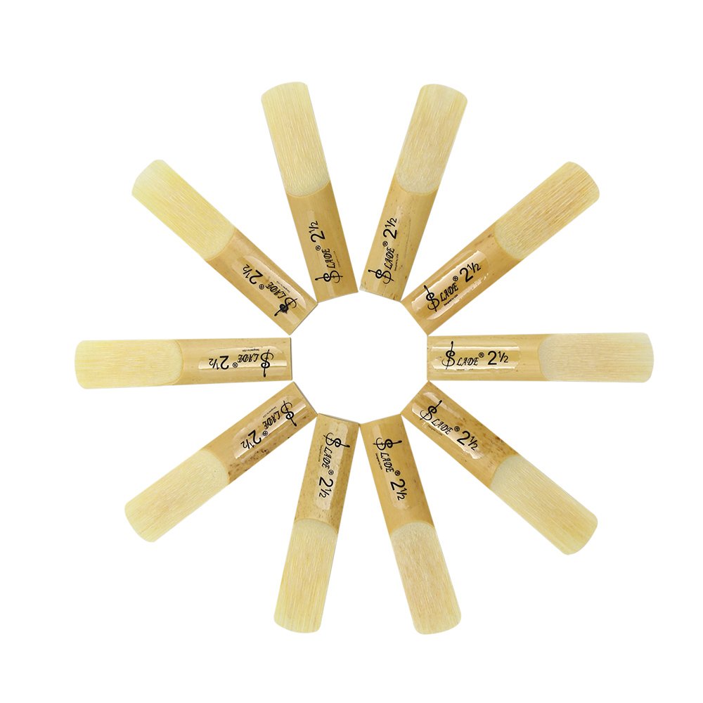10 Pack Eb Alto Saxophone Reeds 2.5 Strength Bamboo Woodwind Reeds with Storage Case M95610