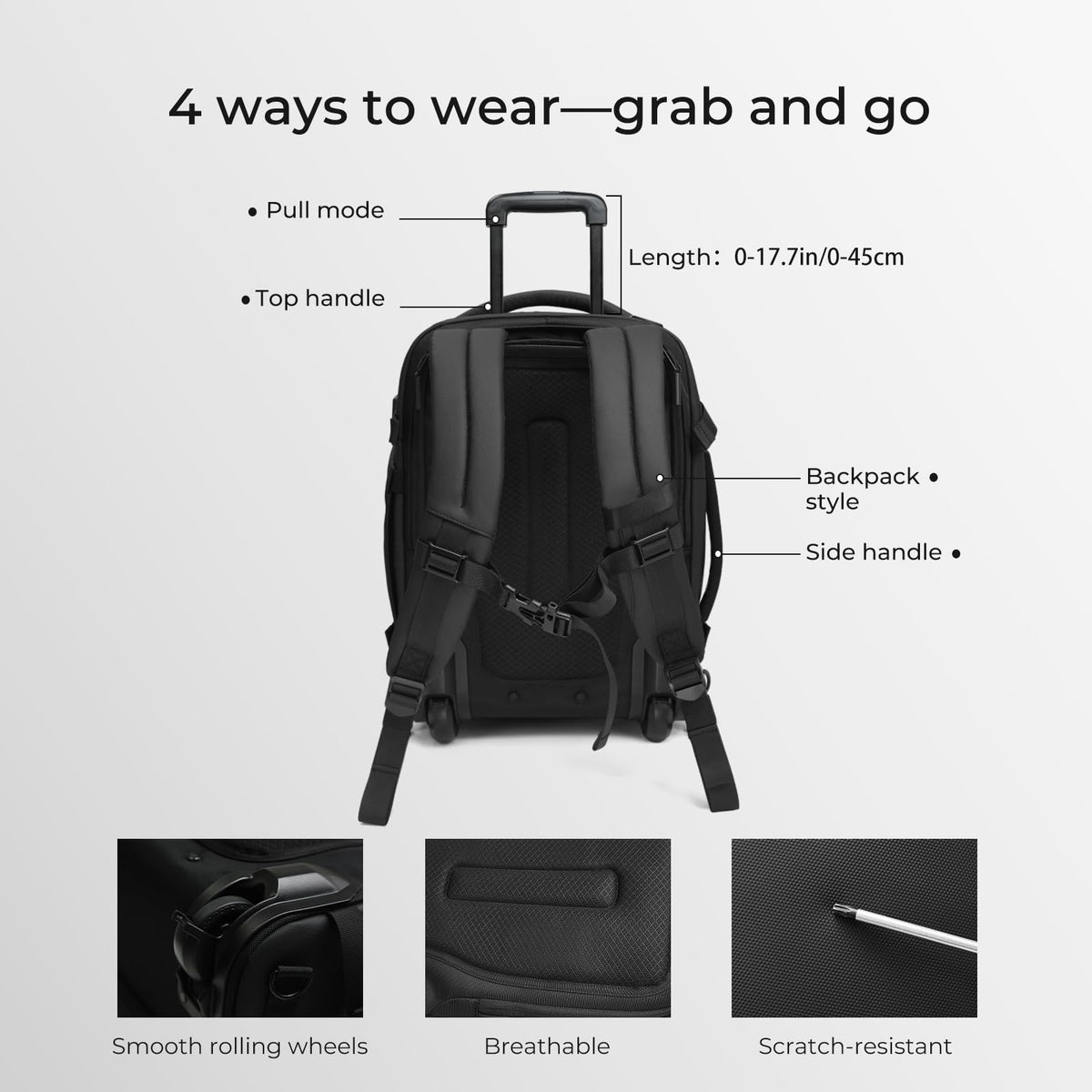 Rolling Backpack Travel with Lock USB C Port O72845