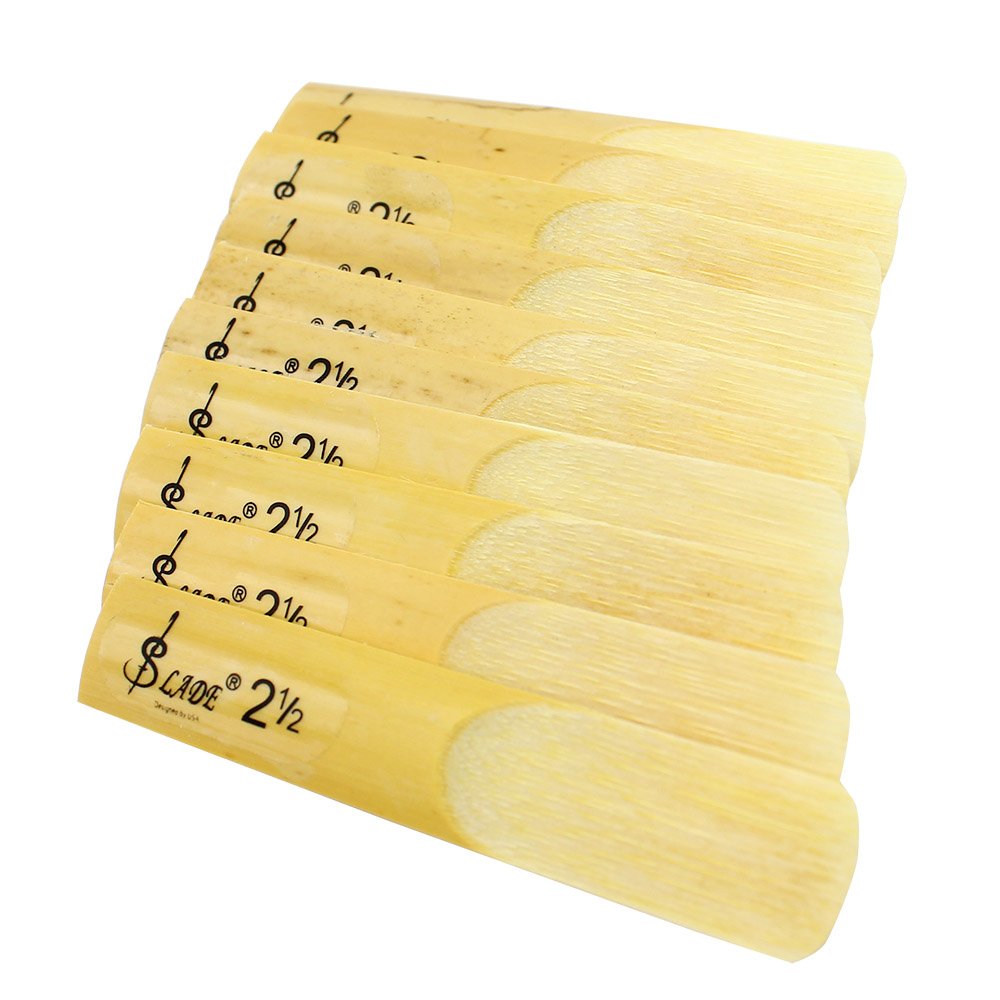 10 Pack Eb Alto Saxophone Reeds 2.5 Strength Bamboo Woodwind Reeds with Storage Case M95610