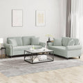 Light Gray Velvet 2 Piece Sofa Set with Throw Pillows D76939