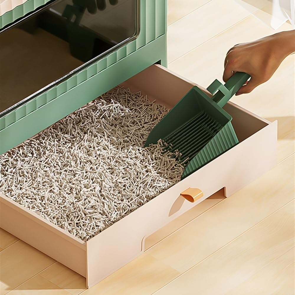 Foldable Cat Litter Box with Lid & Scoop T6274