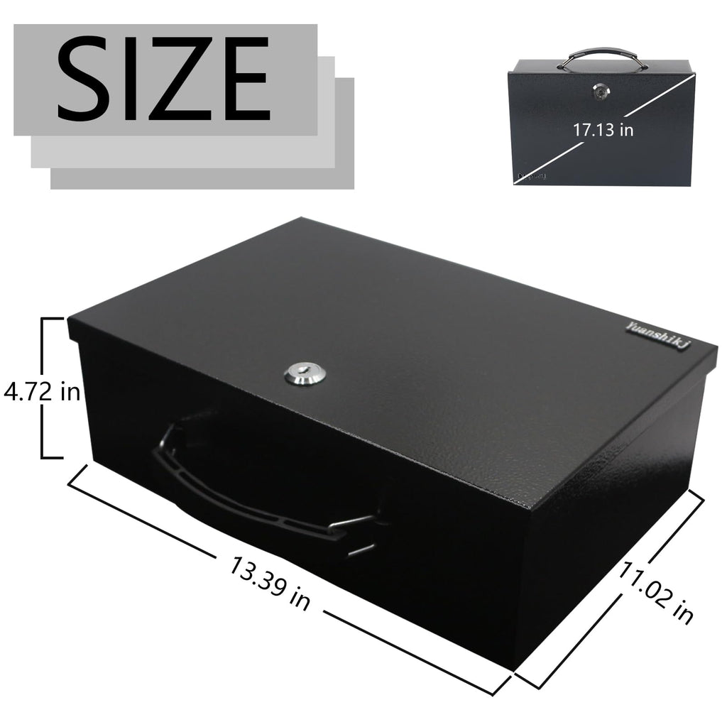 Fireproof Key Lock Steel Security Safe Box, 0.38 Cu Ft, Black G306