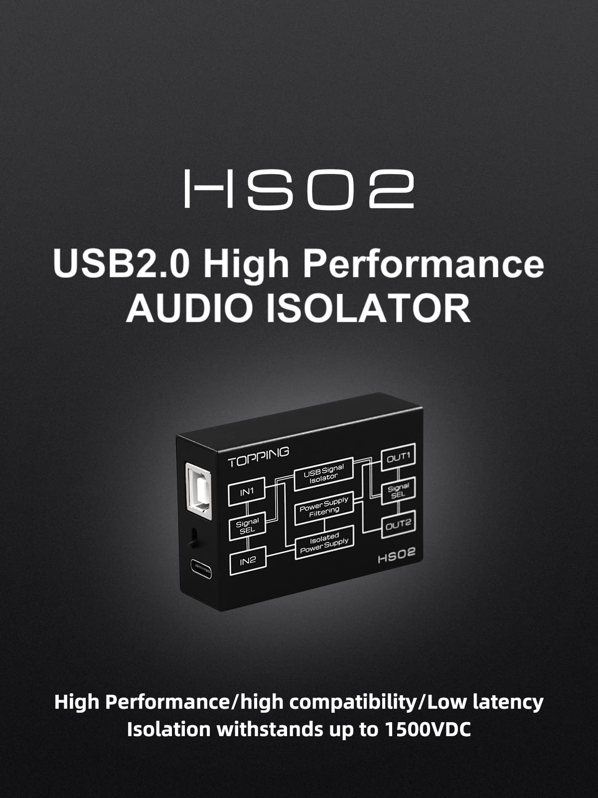 USB 2.0 Audio Isolator with USB-B and Type C Input L48372