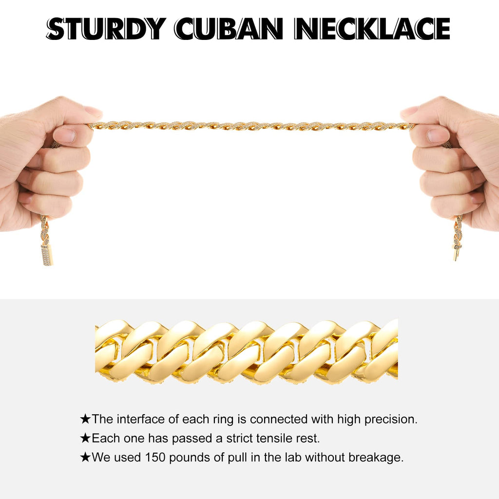 Moissanite Cuban Link Chain Necklace 18k Gold Plated 925 Sterling Silver M978168