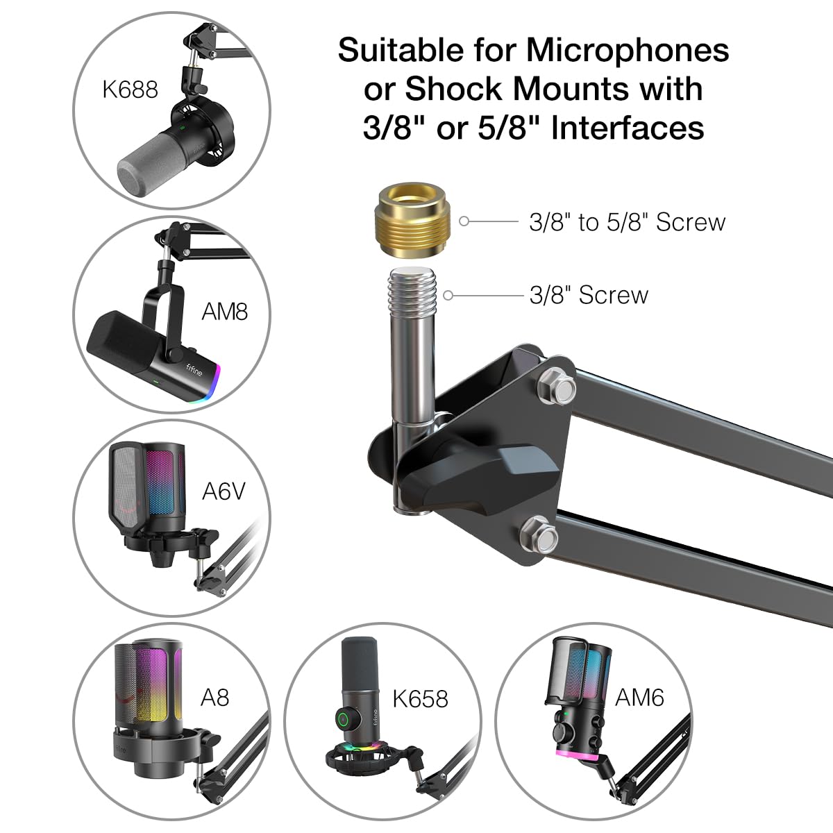 XLR/USB Dynamic Microphone Kit with Boom Arm V495