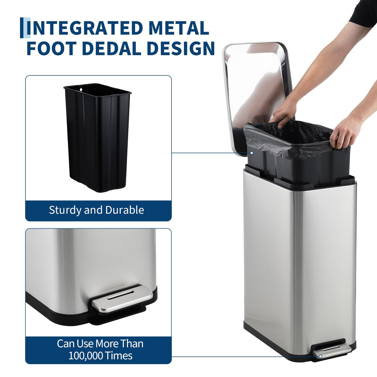 13 Gal Stainless Steel Step-On Kitchen Trash Can E759449