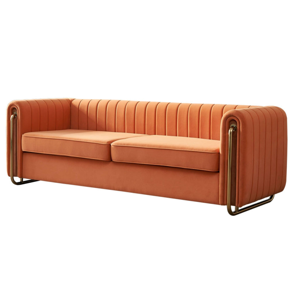 Orange Velvet Sofa Couch U334