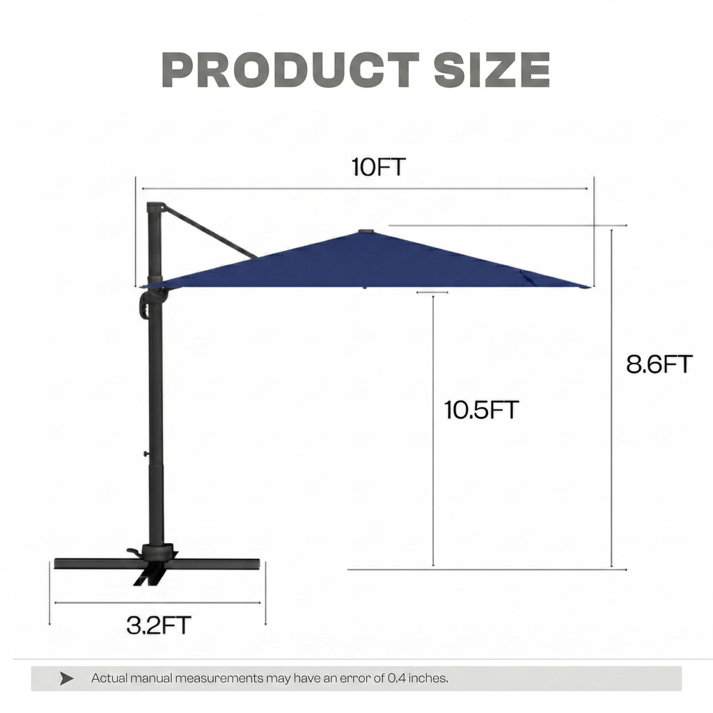 Large Square Cantilever Patio Umbrella with Aluminum Pole F66376
