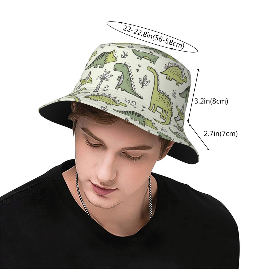 Light Blue Cat Cartoon Print Bucket Hat E44054