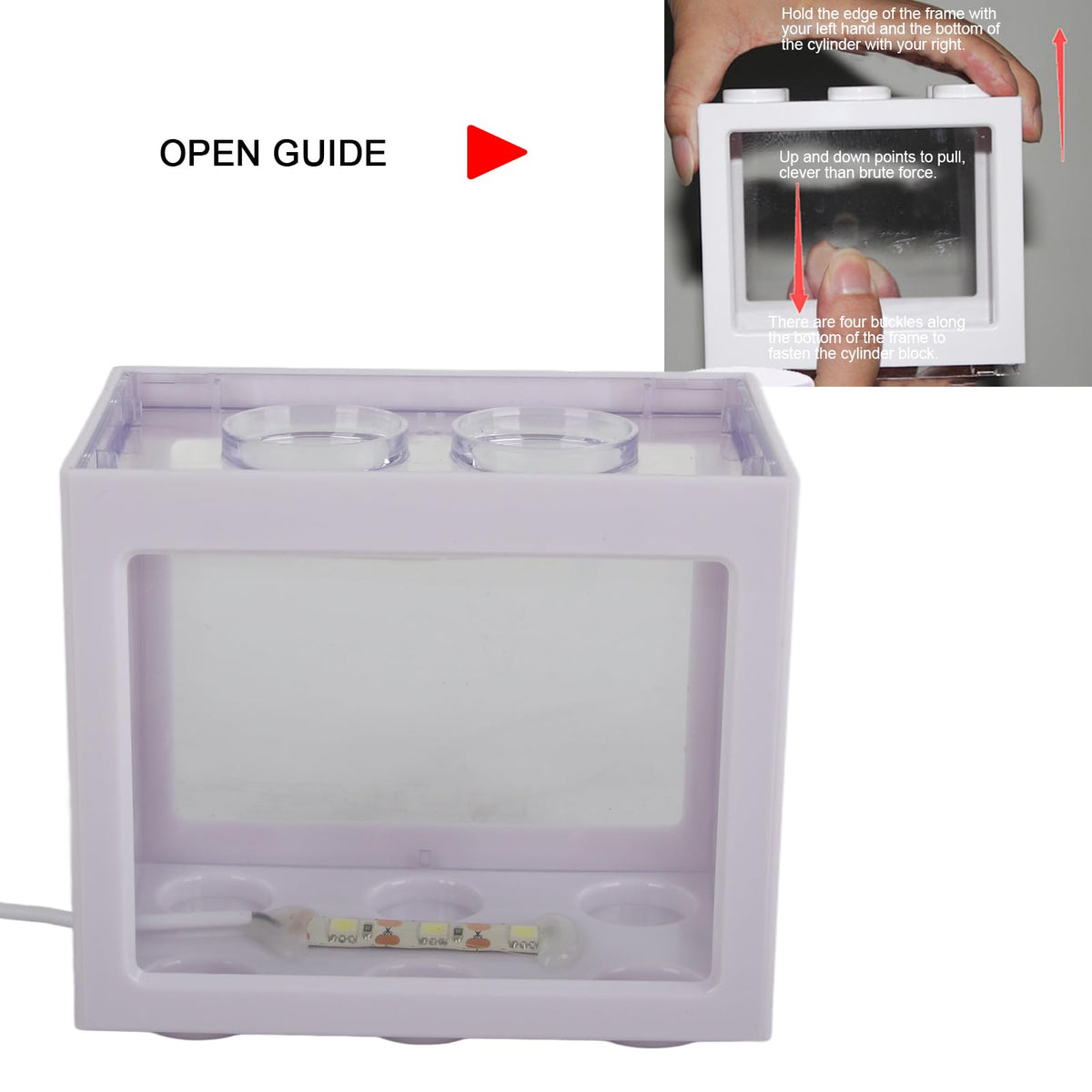 Mini Fish Tank Aquarium Bowl with USB LED Light V84894