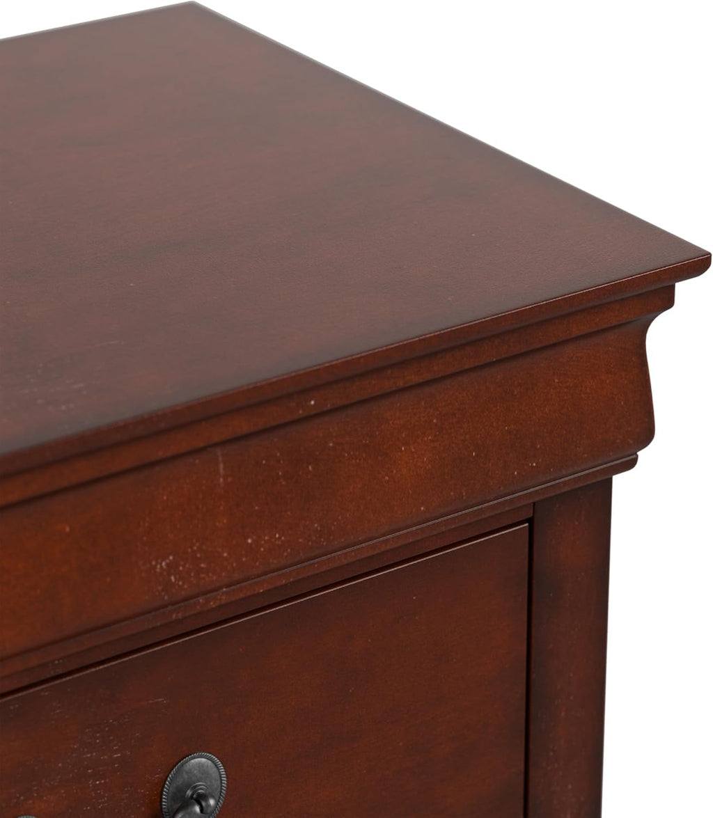 Dark Cherry 2 Drawer Solid Wood Nightstand U197296