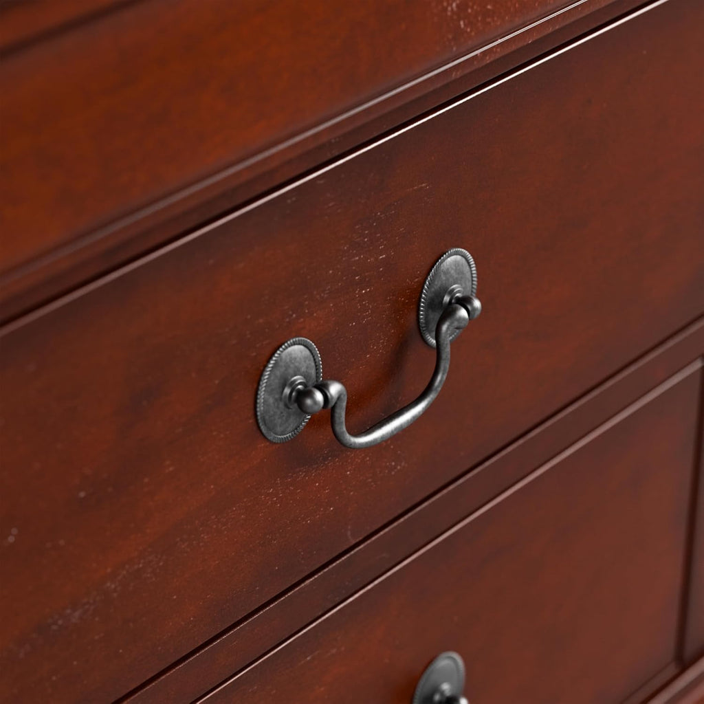 Dark Cherry 2 Drawer Solid Wood Nightstand U197296