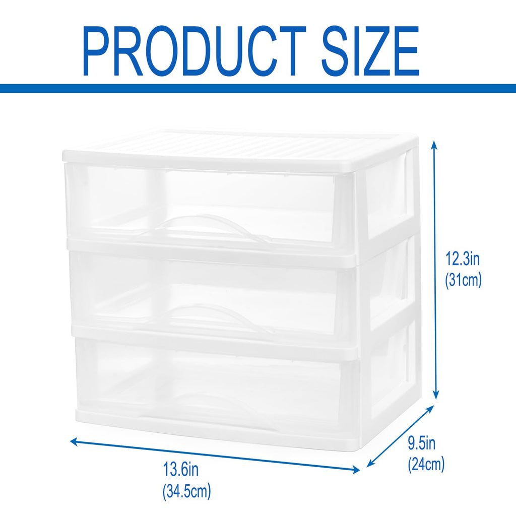 White 3 Drawer Plastic Stackable Storage Organizer F18057