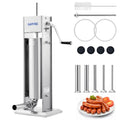 3L Stainless Steel Manual Sausage Stuffer with 5 Filling Tubes Q976