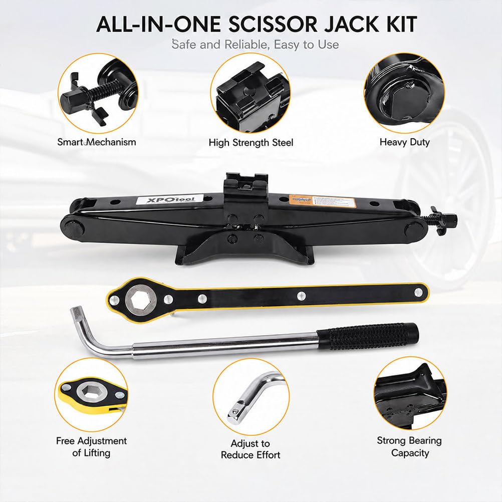 3-Ton Scissor Car Jack Kit with Lug Wrench T437