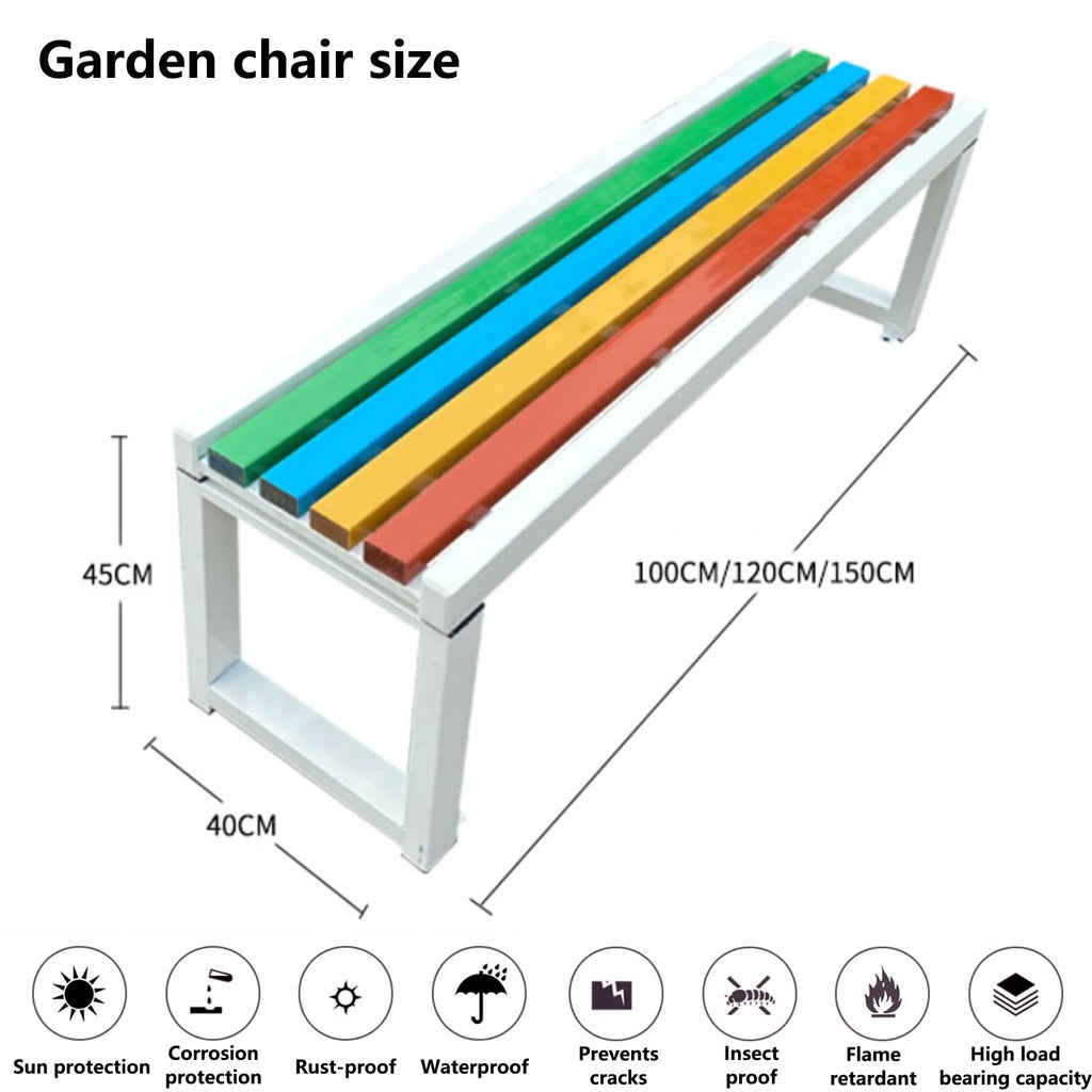 Weatherproof Metal Garden Bench Cast Iron Outdoor Seating Z37688