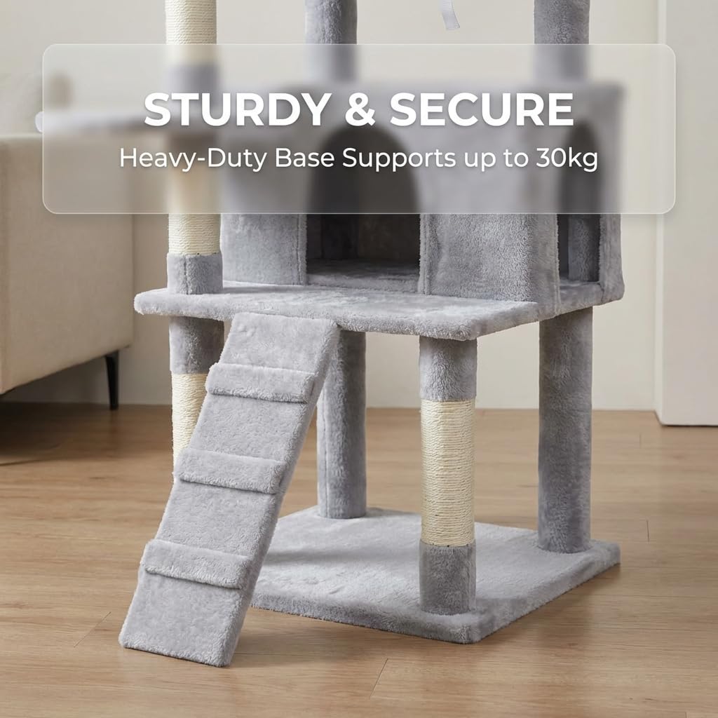 71-Inch Multi-Level Tall Cat Tree with Hammock and Cat Cave D696884