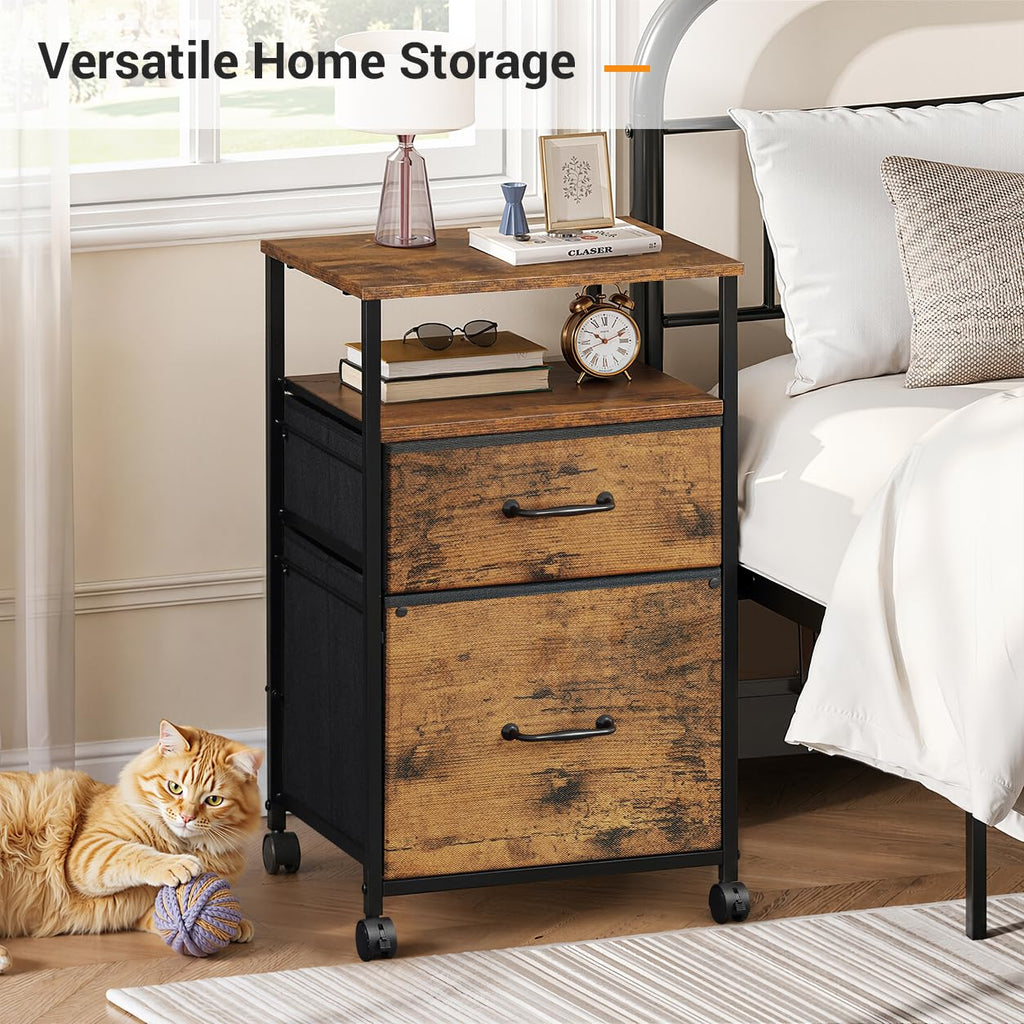 2 Drawer Mobile Fabric File Cabinet N512