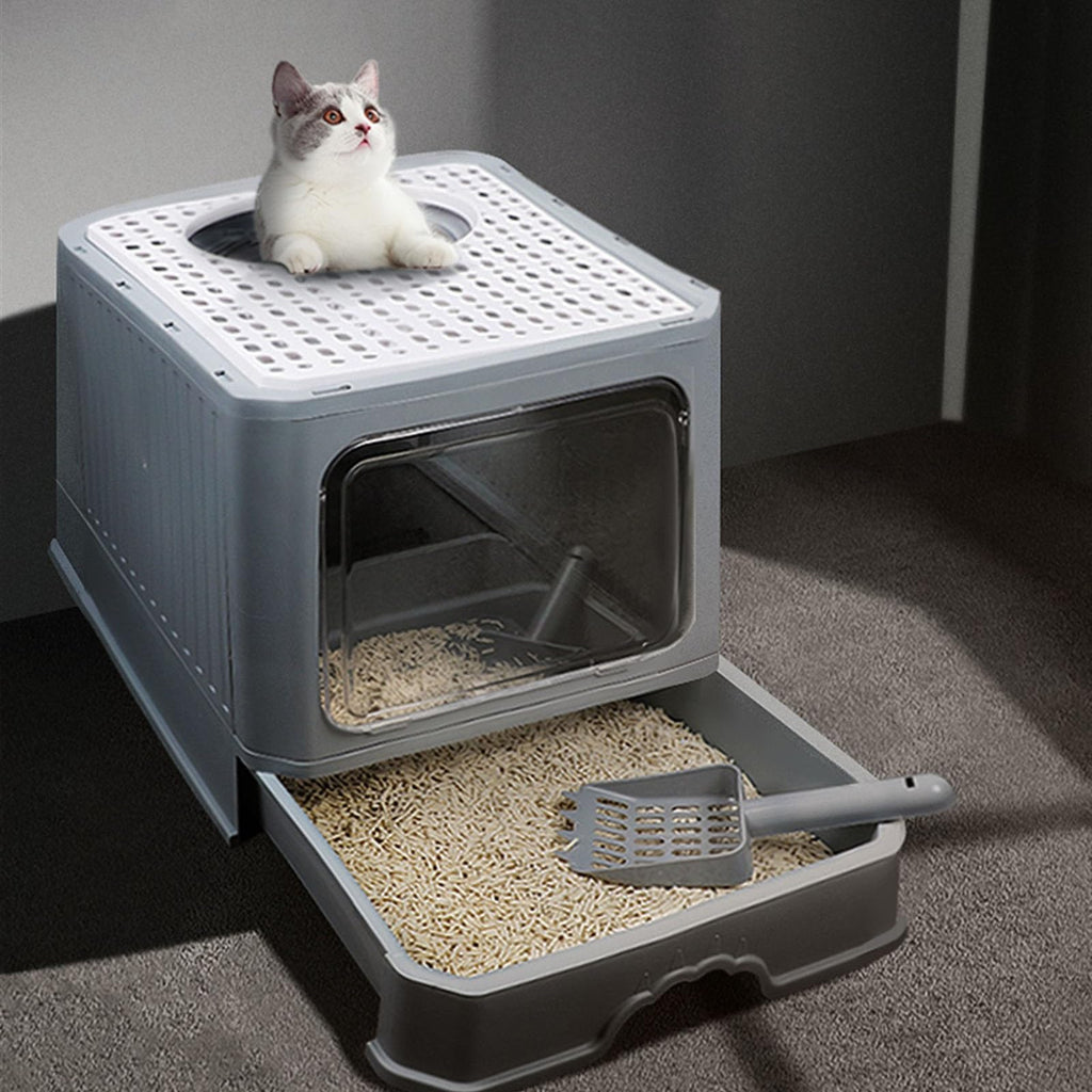 Foldable Enclosed Cat Litter Box with Lid E6985