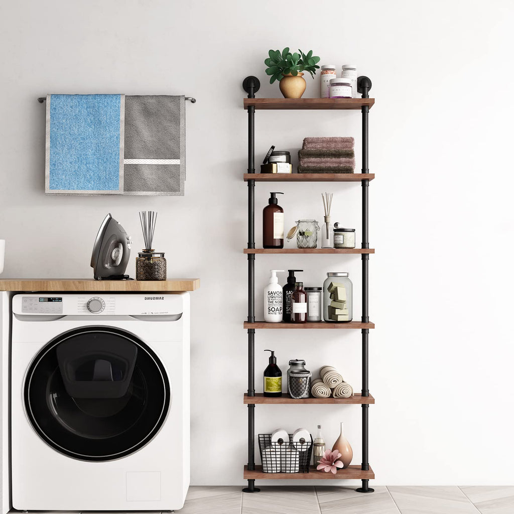 Industrial Pipe Rustic Wood Bookshelf R588