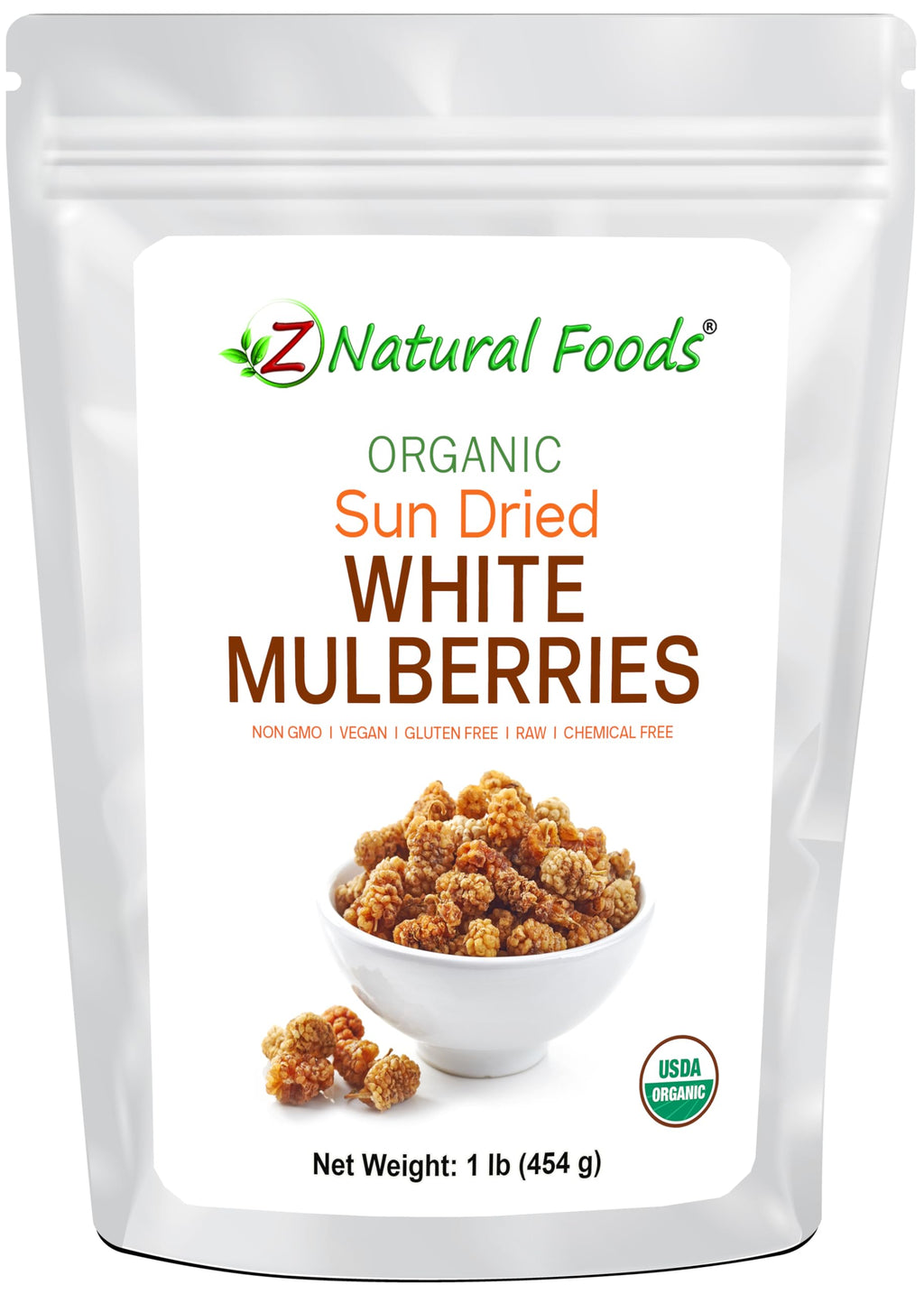 Organic White Mulberries Sun Dried 1 lb G4757