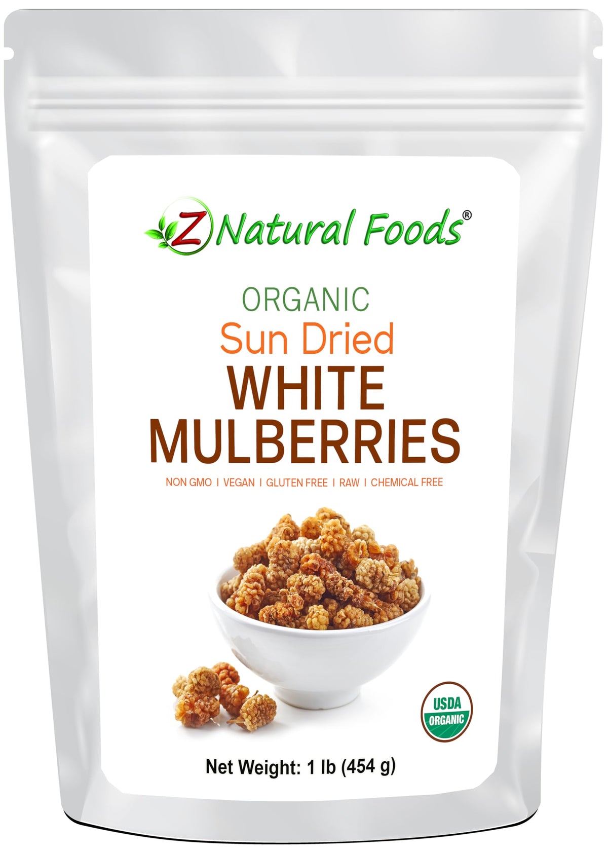 Organic White Mulberries Sun Dried 1 lb G4757